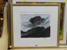 SIR KYFFIN WILLIAMS RA limited edition (128/150) inkwash print - clouds above Snowdonia, signed ful