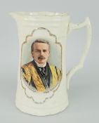 VINTAGE COMMEMORATIVE JUG FOR DAVID LLOYD GEORGE, portrait of the politician with Welsh