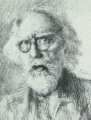 AUGUSTUS JOHN print - self portrait from a pencil drawing, with believed separate signature and date