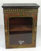 19TH CENTURY PIER CABINET, gilt metal and coloured enamel mounting, single glazed door, 75cms wide