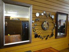 THREE VARIOUS MODERN WALL MIRRORS