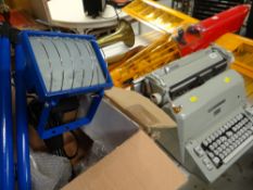 HERMES AMBASSADOR TYPEWRITER / BOX OF SECURITY LIGHTING