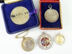 COINS AND MEDALLIONS to include 1887 enamelled Victorian double florin, imitation sovereign