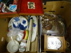 EPNS POTTERY, GLASSWARE & TREEN, a collection to include a walnut sewing box and contents, a vintage