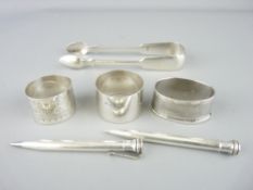 SELECTION OF SMALL SILVER and two Eversharp EPNS pencils, the silver to include a large pair of