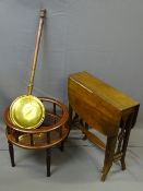 EDWARDIAN MAHOGANY SUTHERLAND TABLE, 65cms height, 60cms width, 18cms depth closed, a modern pine