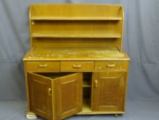 VINTAGE ERCOL DRESSER, mid tone (requiring restoration), 129.5cms height, 120cms width, 48cms depth