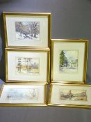 C S DESBOROUGH five watercolours - landscape and village scenes, all approximately 18 x 14cms