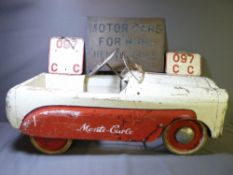 VINTAGE LINES BROTHERS PEDAL CAR, 88cms long, a brass plaque titled 'Motor Cars for Hire, Henry