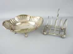 A FOUR SECTION SILVER TOAST RACK and a pierced bon bon dish, Sheffield 1903, maker George Howson and