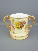 ROYAL WORCESTER - substantial twin-handled blush tankard shaped vase, 1892, 15cms height NOTE: