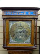 GEORGE III WALNUT LONG-CASE CLOCK, signed Smith Macclesfield, caddy top with glazed door and