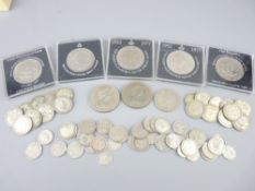 COLLECTION OF MAINLY BRITISH VINTAGE SILVER COINAGE and collectable crowns