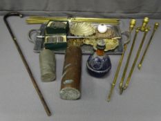 TUDRIC PEWTER GOBLET, Harden Star Hand Grenade fire extinguisher, unopened blue glass and a mixed