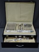 BELLEEKLIVING - a stylish black gloss cased seventy-two piece cutlery set, ultra-modern style