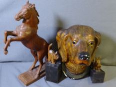 A TREEN DOGS HEAD and similar ornaments