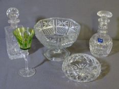 PARCEL OF GOOD CRYSTAL GLASSWARE including hexagonal circular bowl, decanter, a large Stuart