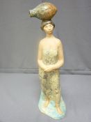 A FINE EARLY LLADRO MATT FINISH STANDING FIGURINE of a native woman carrying on her head a