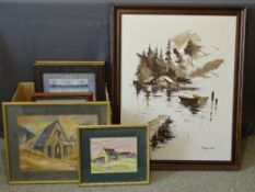 MIXED COLLECTION OF FRAMED PAINTINGS, PICTURES & PRINTS