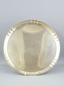 CIRCULAR TRAY of plain form with shaped rim, uninscribed, London 1936, 29cms diameter, 29.5ozs