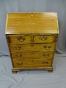 NEAT GEORGIAN MAHOGANY FALL FRONT BUREAU, nicely fitted inlaid interior, arrangement of central