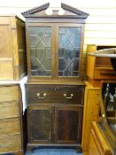 19TH CENTURY MAHOGANY SECRETAIRE BOOKCASE, broken pediment top over twin thirteen pane astragal