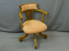 SWIVEL OFFICE CAPTAIN'S TYPE CHAIR with modern upholstery, 85cms height, 63cms width, 49cms seat