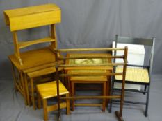 PARCEL OF VINTAGE & MID CENTURY FURNITURE including a tile top set of three side tables and one