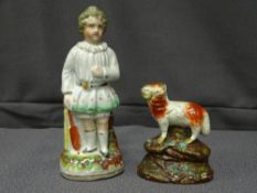 STAFFORDSHIRE POTTERY CRICKETER and a Walton Ram, impressed name to back (damaged)