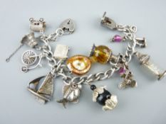 SILVER CHARM BRACELET with padlock clasp