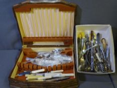 POLISHED PART CANTEEN WITH CONTENTS and other loose cutlery