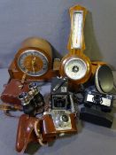 POLISHED MANTEL CLOCK, barometer, Kodak Brownie box camera and similar items