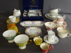 PARCEL OF MIXED CHINA TEAWARE and a cased twelve piece Chinese porcelain coffee set