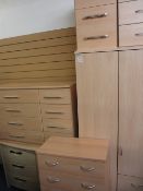 LIGHT WOOD EFFECT MODERN BEDROOM FURNITURE, including wardrobe and several chests of drawers