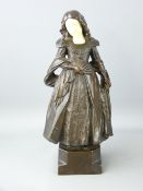 AFTER PETER TERESZCZUK (1875/1963) patInated bronze and ivory figurine of a young woman in period