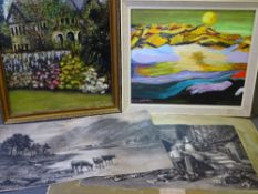 ARTHUR CAMPBELL oil on board - 'Moon over the mountains of Mourne', 38 x 44cms, twentieth century