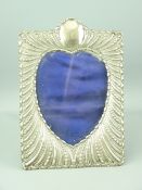 SILVER PHOTO FRAME - attractive dart and beadwork decorated and with near heart shaped, photo