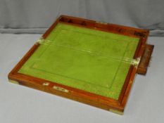 VICTORIAN MAHOGANY & BRASS BOUND WRITING SLOPE with secret side drawer