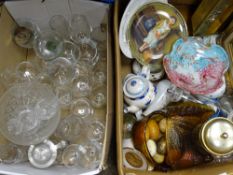 TWO BOXES OF MIXED CROCKERY, glassware and other collectables