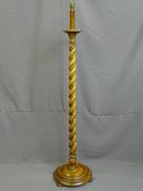 GOOD VINTAGE OAK BARLEY TWIST STANDARD LAMP