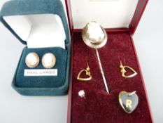 GROUP OF UNTESTED YELLOW METAL CAMEO and other jewellery