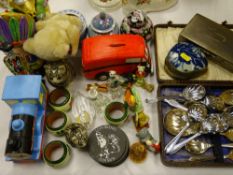 EPNS CIGARETTE BOX and one other, a collection of ornamental figurines ETC