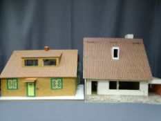 TWO VINTAGE UNFURNISHED DOLLS/MINIATURE COLLECTORS' HOUSES, 51 and 39cm heights, one having original