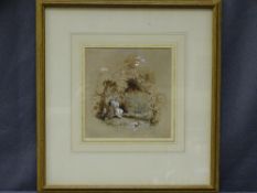 SAMUEL GILLESPIE PROUT watercolour and gouache - two figures seated under a tree by a stream,