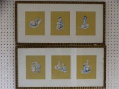 PAIR OF FRAMED WATERCOLOUR TRIOS, painted Kate Greenway style of a young courting couple, 27.5 x