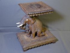 INDIAN CARVED HARDWOOD ELEPHANT TABLE, 45cms height