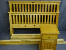 MODERN PINE 4FT 6INS BED FRAME and a bedside cabinet