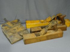 THREE ANTIQUE BLOCK PLAINS and a quantity of moulding plains