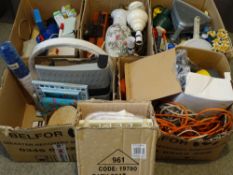 FIVE BOXES OF HOUSEHOLD GOODS & ELECTRICALS