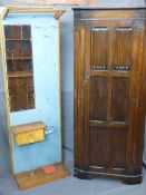 OAK SINGLE DOOR HALL ROBE with linen fold details, 183cms height, 75cms width, 47cms depth, with a